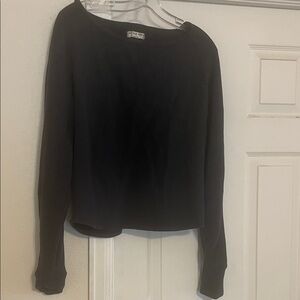 Free People Black Long Sleeve Blake thermal top